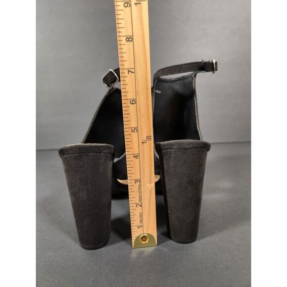 CHARLOTTE RUSSE Jackie Ankle Strap High Heel Sandal Womens 8 Black Faux Suede - Picture 4 of 8